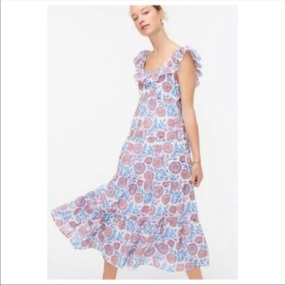 NWT J.Crew Cotton Floral Vine Maxi Dress Size M